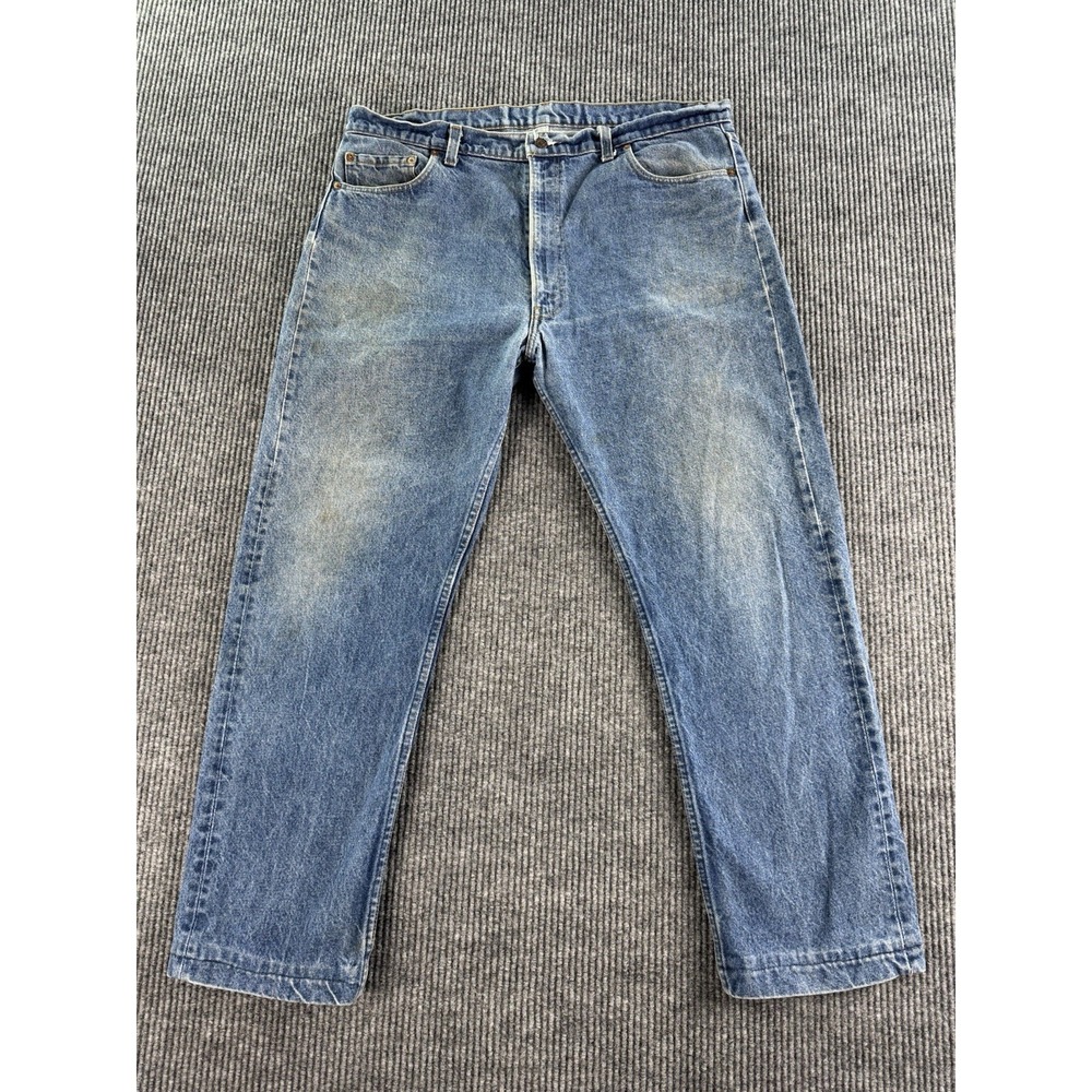 Levi's 505 0217 Jeans Men 44x30 Blue Denim USA Made Vintage Hemmed Regular Fit *